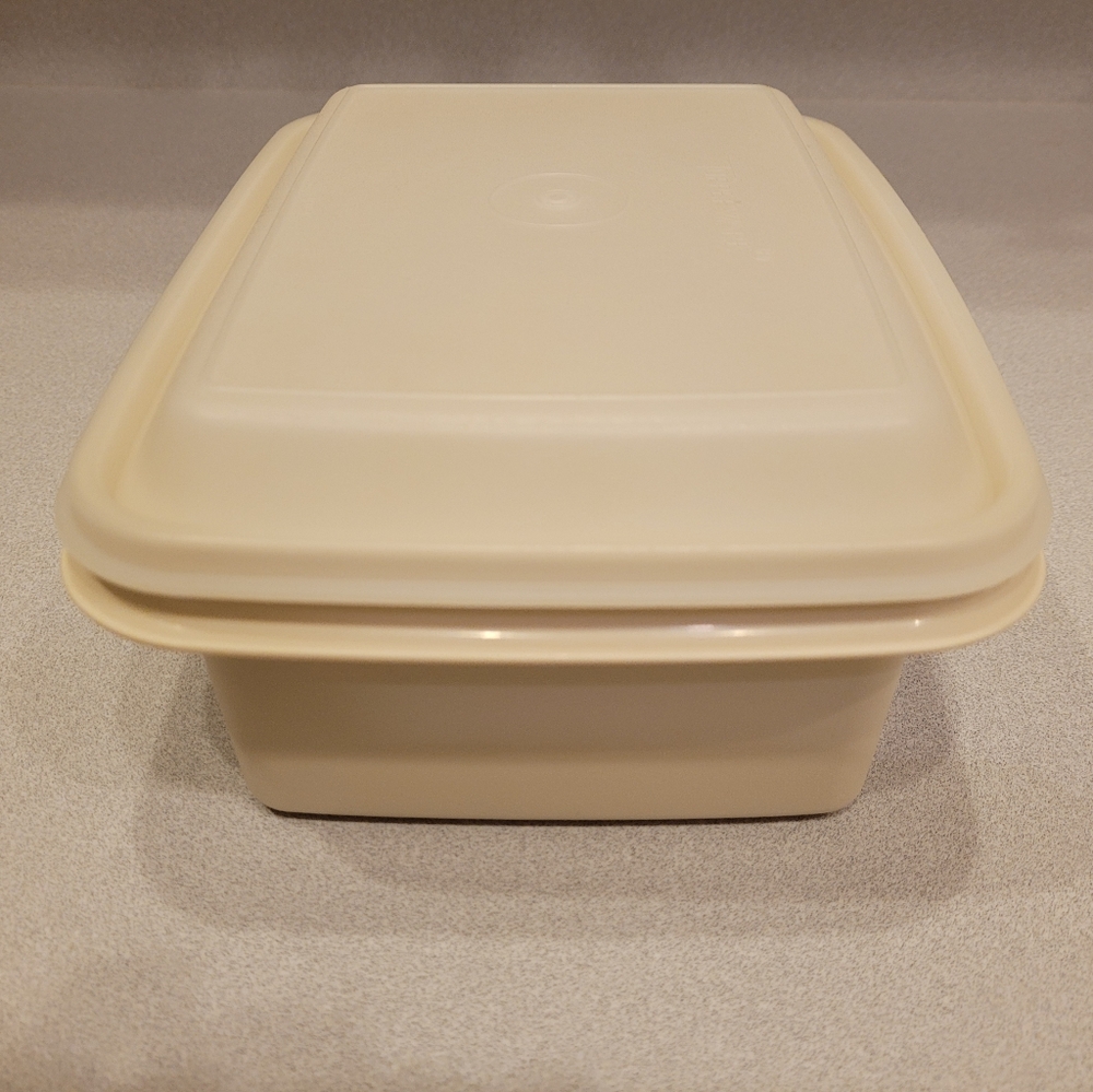 Tupperware Freeze N Store Container in Almond 1254-4 with Clear Lid/Seal 1255-4.